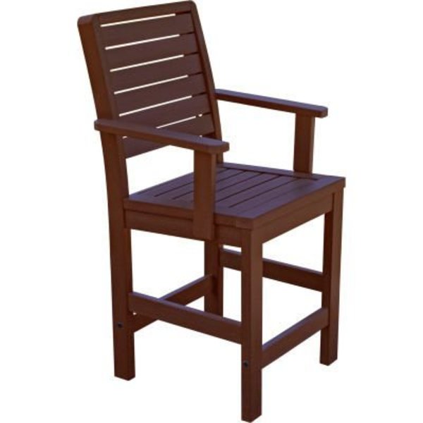 Highwood Usa Highwood® Synthetic Wood Weatherly Counter Height Dining Chair With Arms, Weathered Acorn AD-CHCW2-ACE